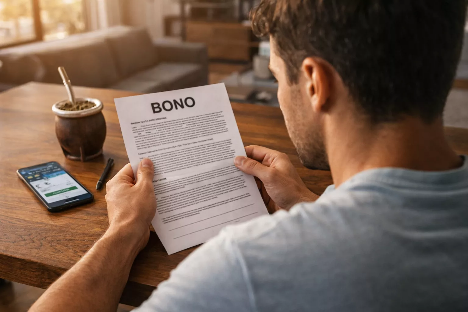 Persona revisando condiciones de un bono de bienvenida en una casa de apuestas en Argentina