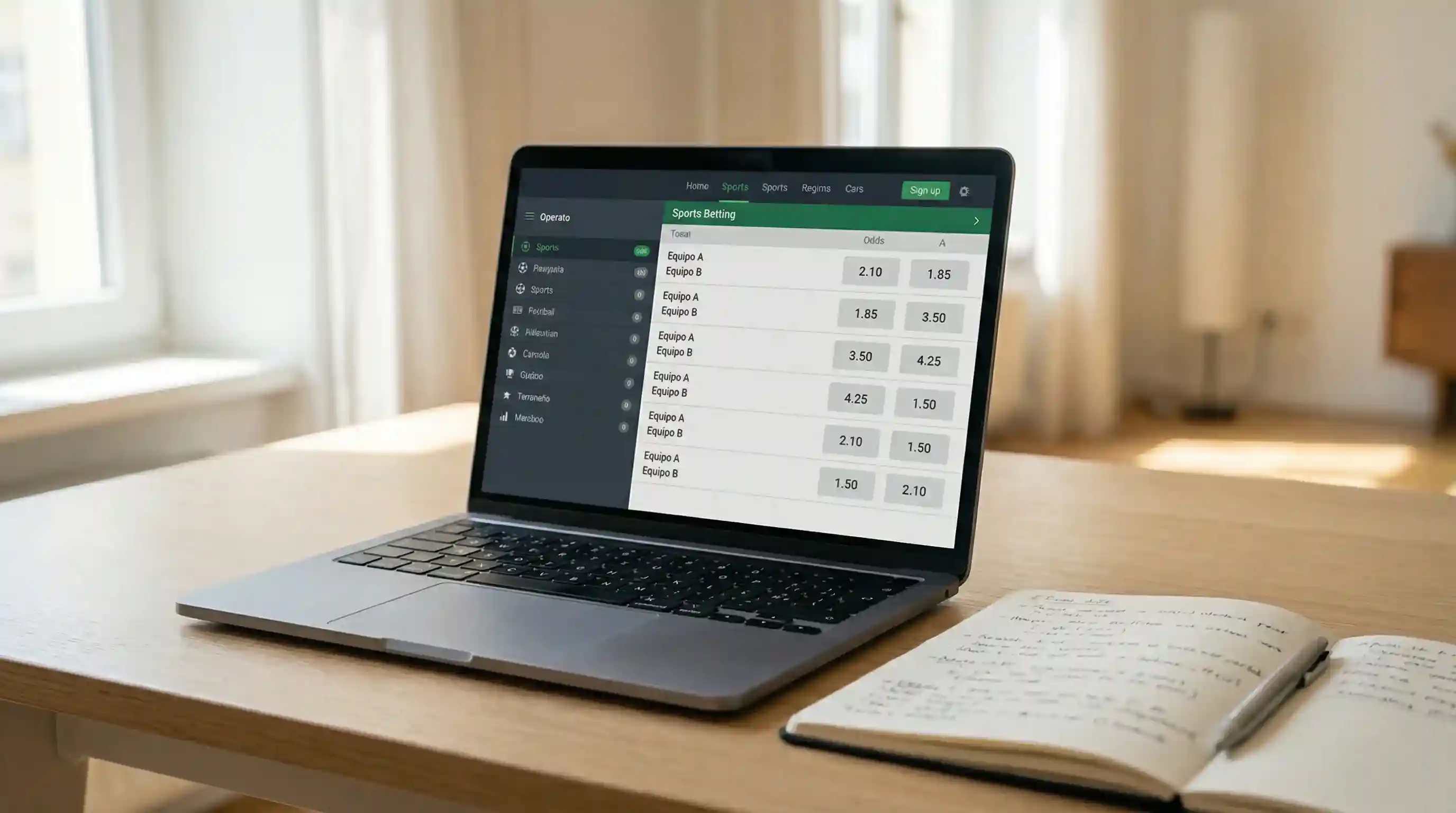 Pantalla de operador de apuestas mostrando cuotas decimales de un partido de la Liga Profesional Argentina